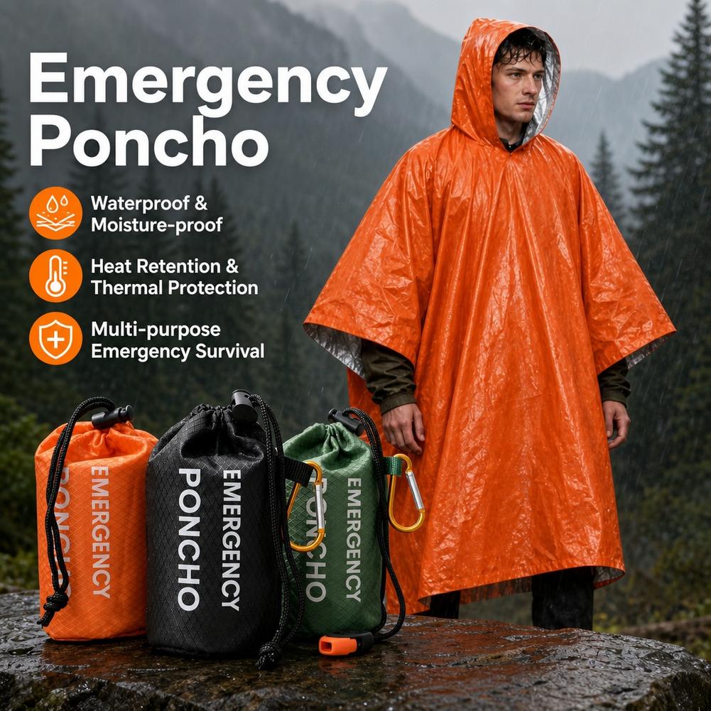 Emergency Poncho Rain - طقم معطف واقٍ من المطر للطوارئ،